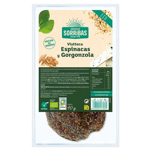 SORRIBAS Vistteca d'espinacs i gorgonzola ecològica