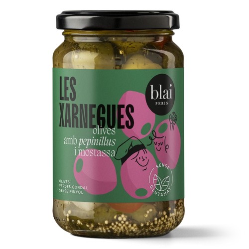 BLAI PERIS Olives verdes sense pinyol amb cogombres i mostassa