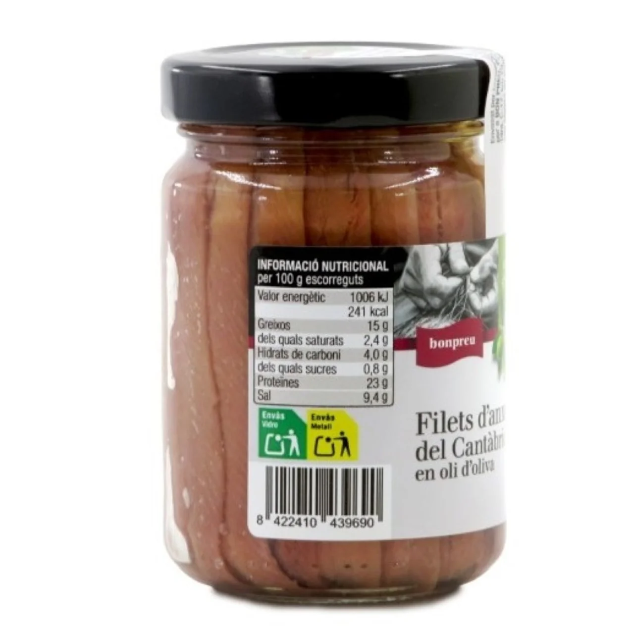 BONPREU Filetes de anchoa del Cantábrico en aceite de oliva