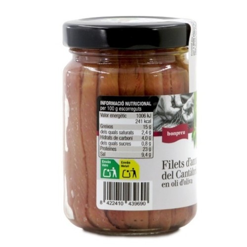 BONPREU Filets d'anxova del Cantàbric en oli d'oliva
