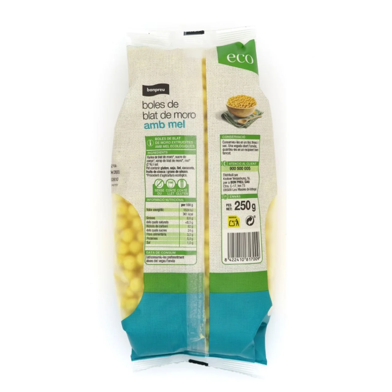 BONPREU Bolas de cereales de maíz con miel ecológicas