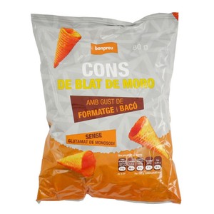 BONPREU Conos de maíz con sabor a queso y beicon