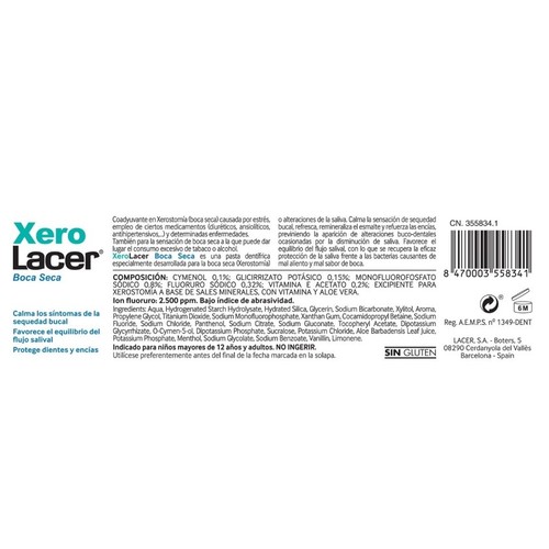 XERO LACER Pasta dentífrica boca seca