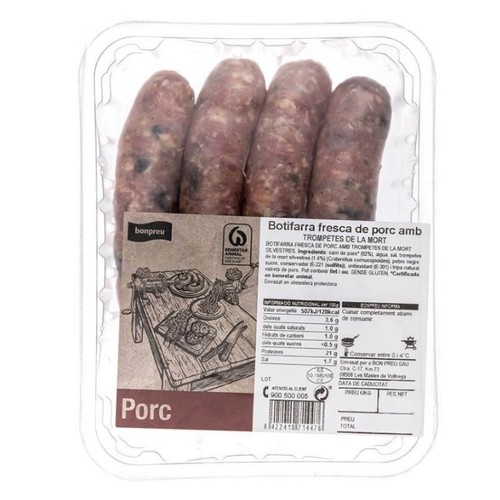 BONPREU Botifarra fresca de porc amb trompetes de la mort