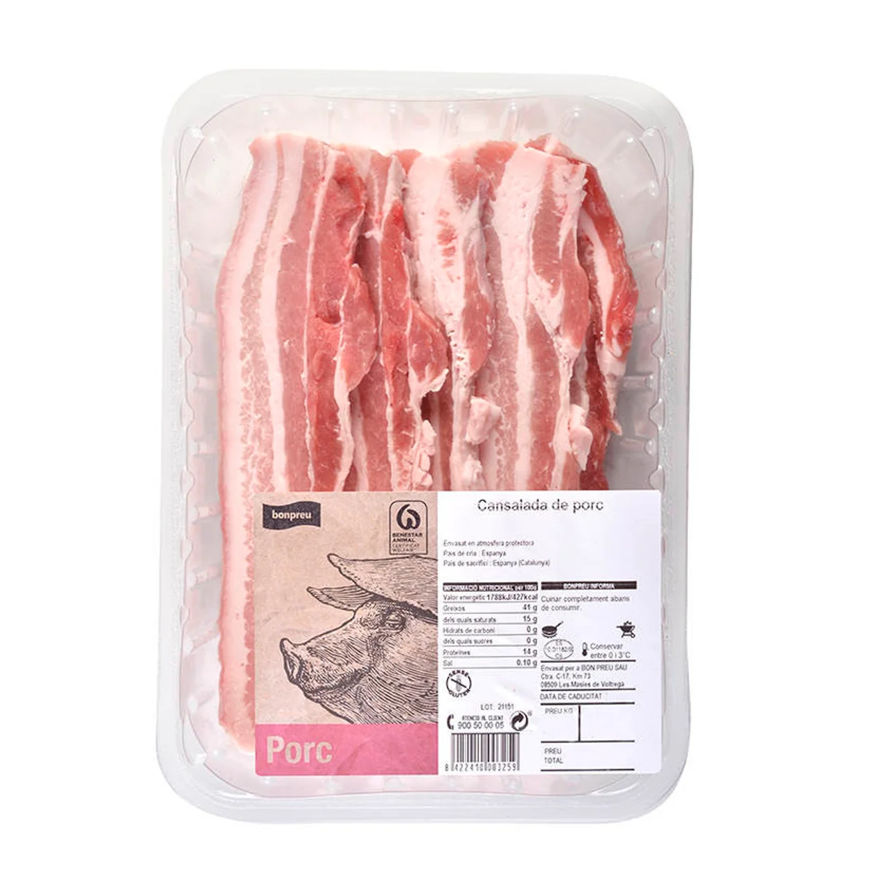 BONPREU Panceta fresca en lonchas