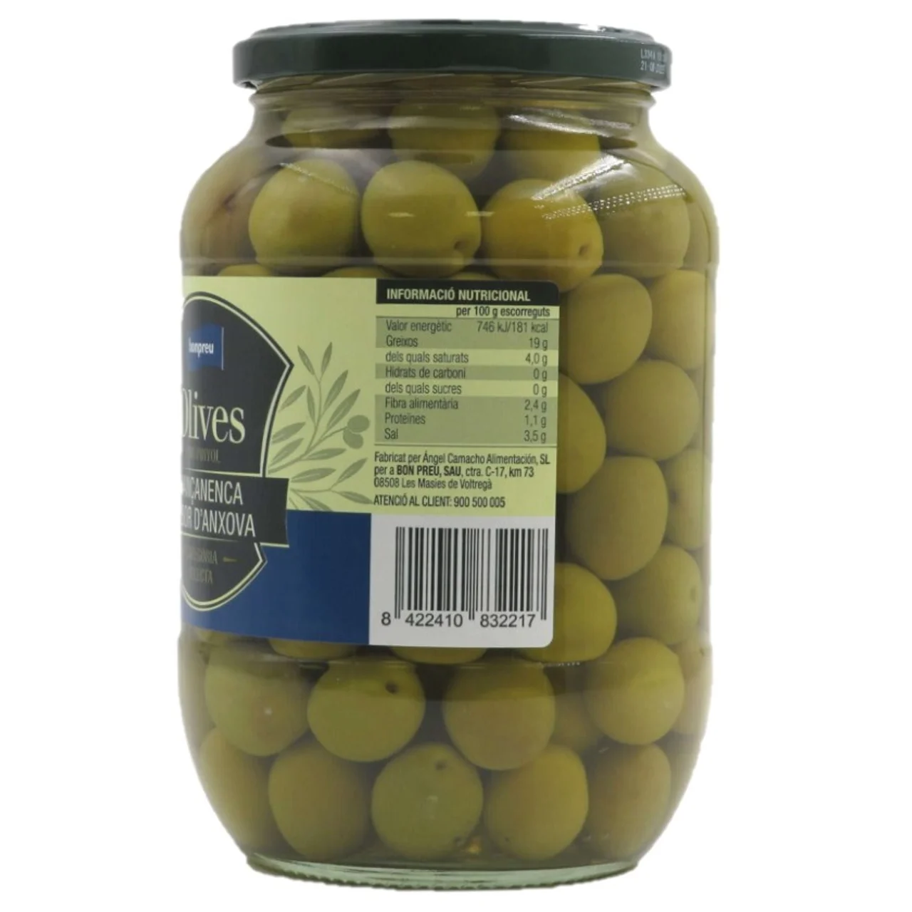 BONPREU Aceitunas manzanilla con sabor a anchoa