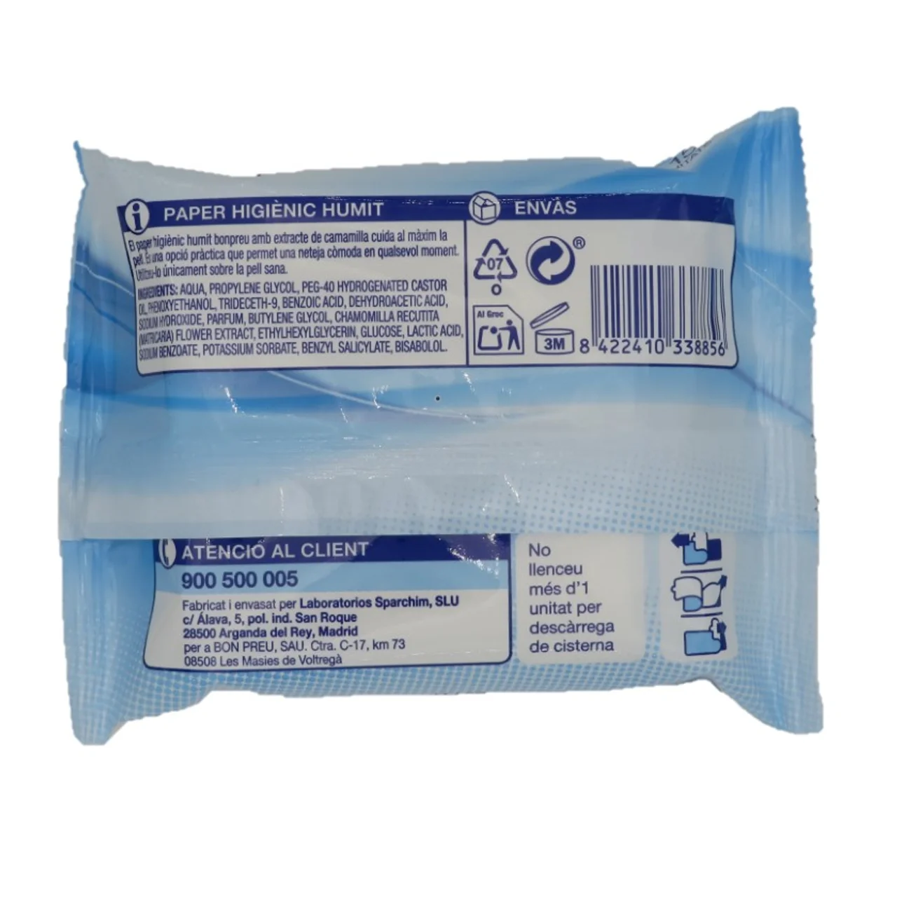 BONPREU Papel higiénico húmedo 15 unidades