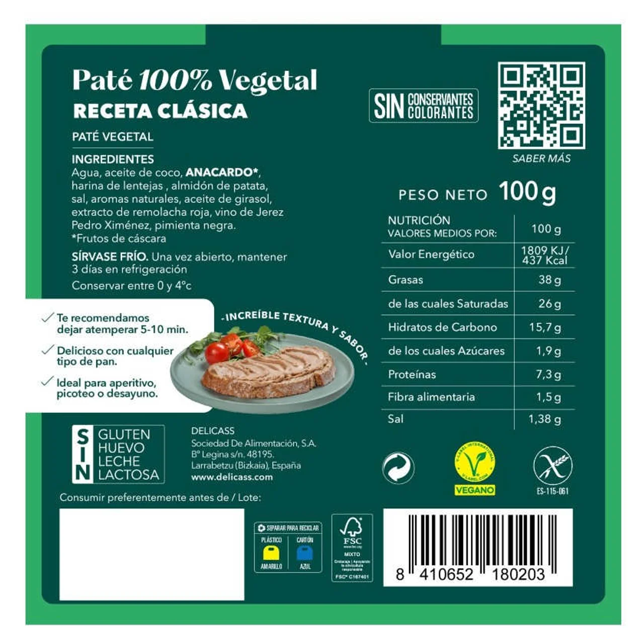 Paté vegetal receta clásica