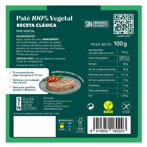 DELICASS Paté vegetal recepta clàssica