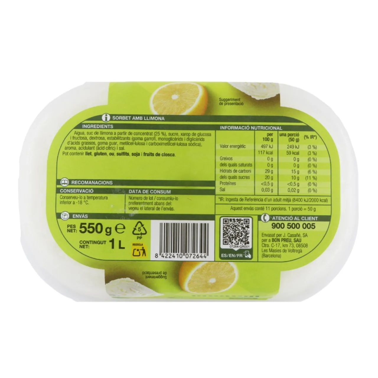 BONPREU Sorbete con limón