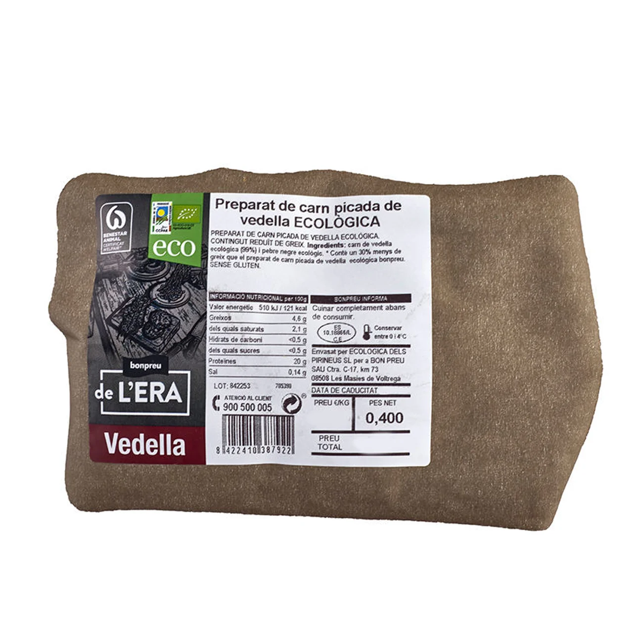 BONPREU DE L'ERA Preparado de carne picada de tenera ecológica