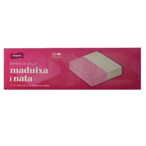 BONPREU Helado con sabor a fresa y nata