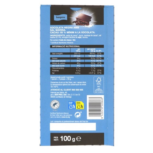 BONPREU Xocolata negra amb sal marina