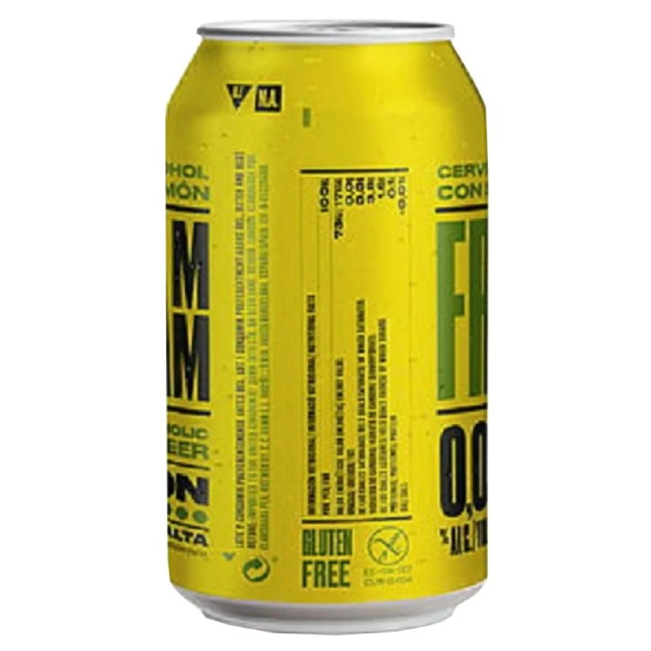 Cerveza sin alcohol con limón en lata