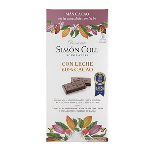 Imagen de SIMÓN COLL Xocolata amb llet 60% cacau Km0
