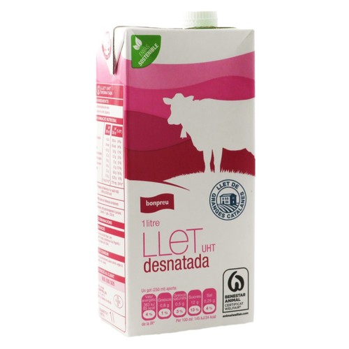 BONPREU Llet desnatada en cartró