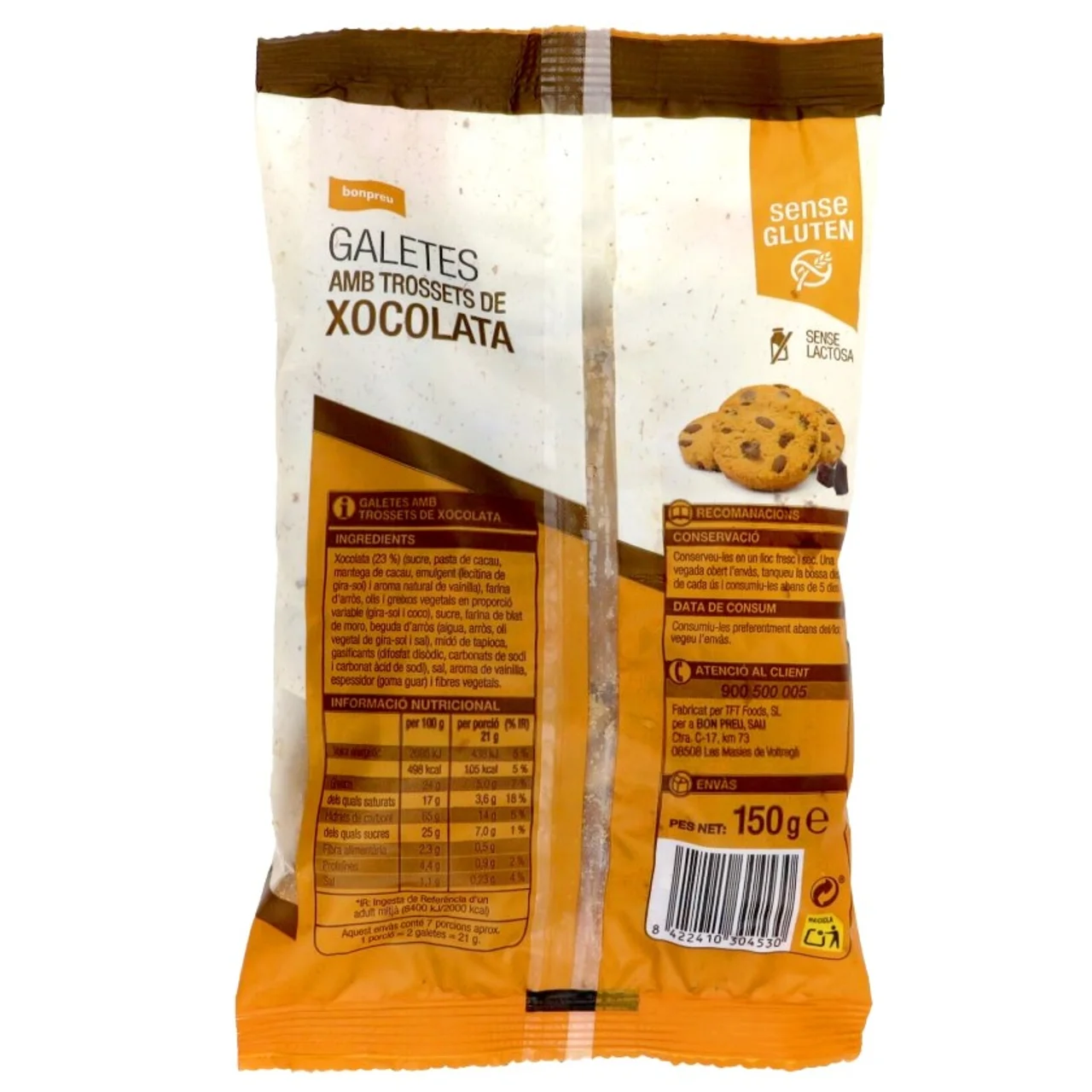 BONPREU Galletas con trocitos de chocolate sin gluten