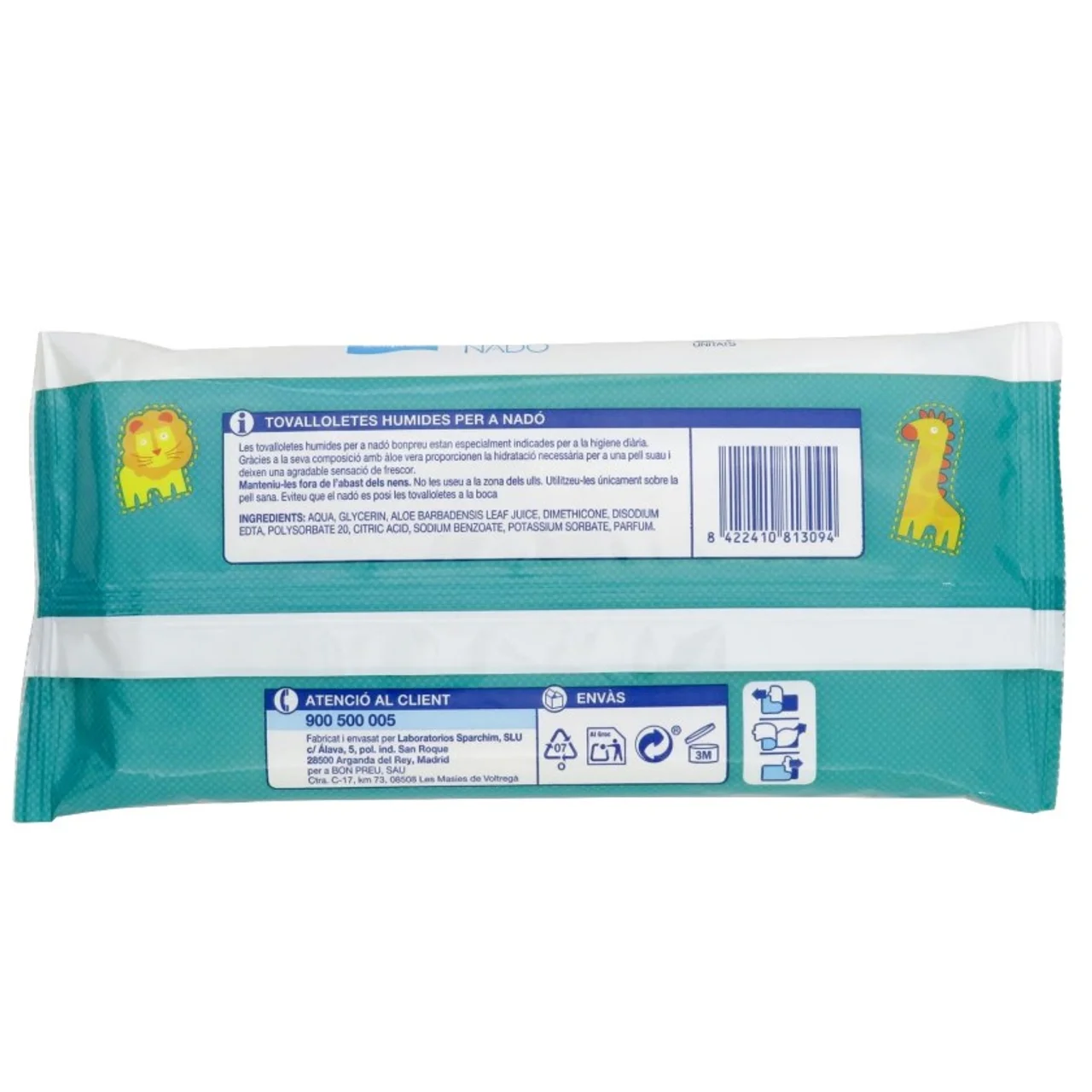 BONPREU Toallitas húmedas para bebé con aloe vera