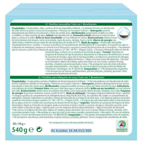 FROSCH Pastilles rentavaixelles All-in-1 eco en envàs de 30 dosis