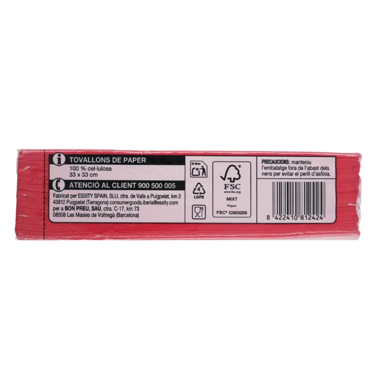 BONPREU Servilletas de papel color 33x33 cm