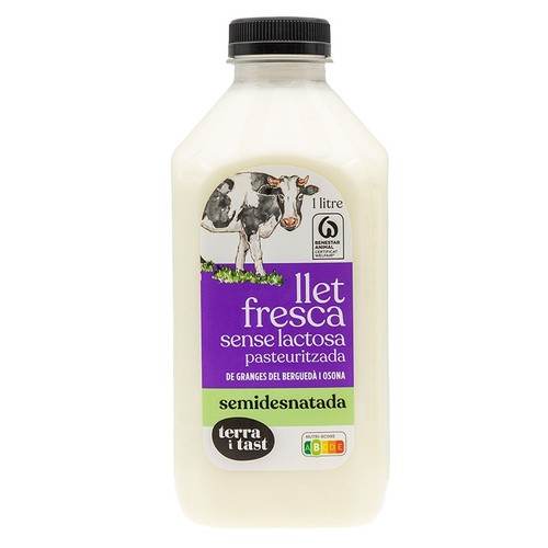 TERRA I TAST Llet fresca semidesnatada sense lactosa Km0