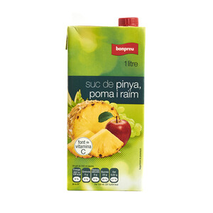 BONPREU Suc de pinya, poma i raïm en cartró