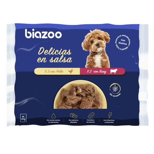BIAZOO Menjar humit de pollastre i bou Grain Free per a gos