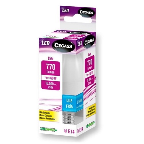 CEGASA Bombeta Led E14 llum freda 7W-6.500K