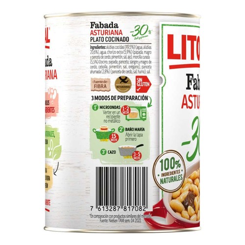 LITORAL Fabada asturiana -30% sal i greix