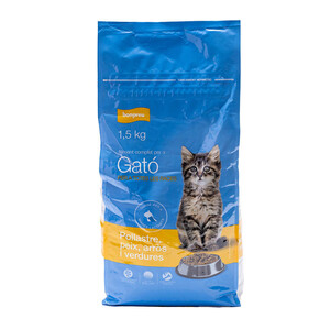 Imagen de BONPREU Menjar amb pollastre, peix, arròs i verdures per a gat