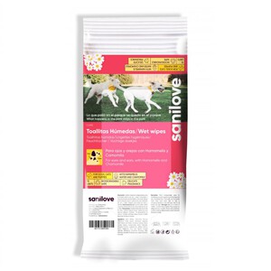 Imagen de SANILOVE Tovalloletes humides ulls i orelles per a gos i gat