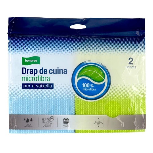 BONPREU Drap de cuina microfibra per a vaixella