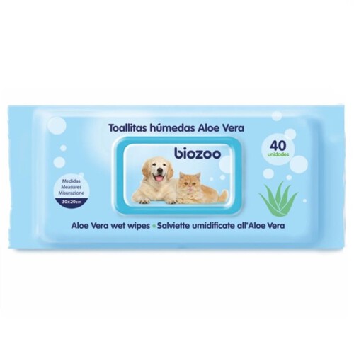 BIOZOO Tovalloletes humides amb Aloe Vera per a gos