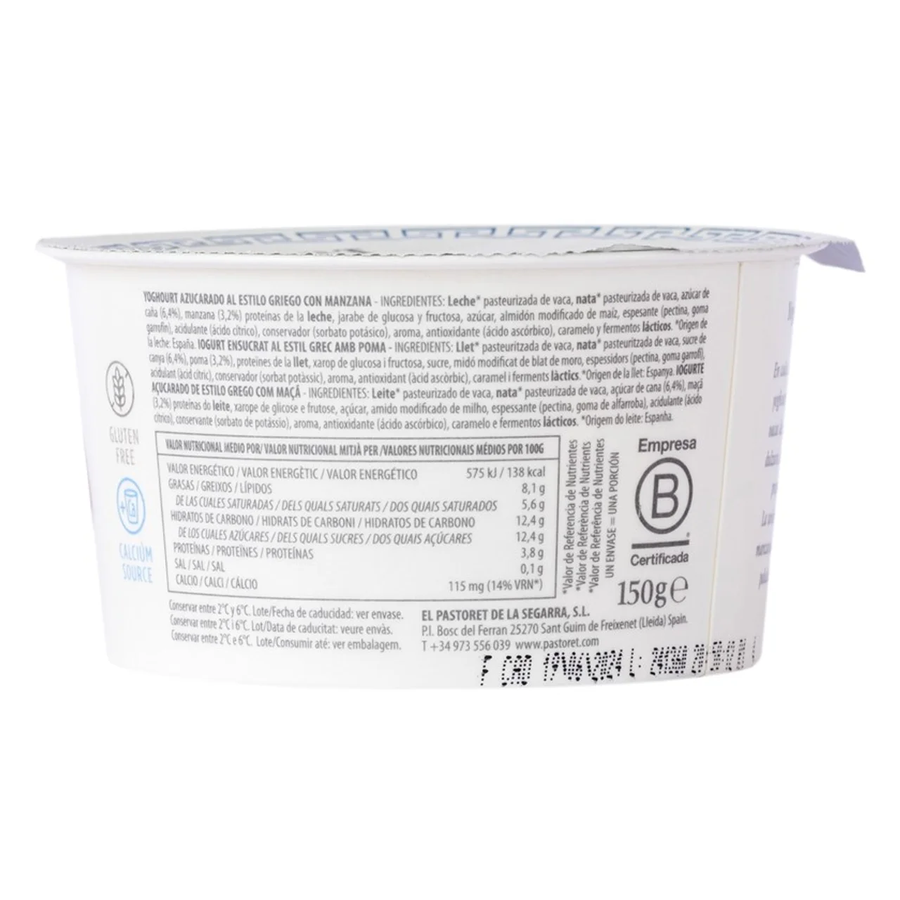 Yogur artesanal con manzana