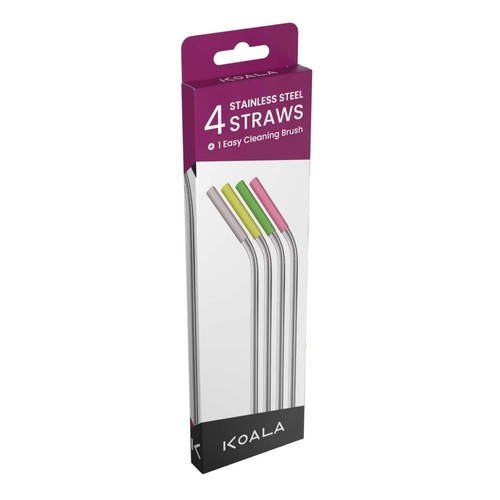 KOALA Set de 4 canyetes d'acer inoxidable + raspall netejador