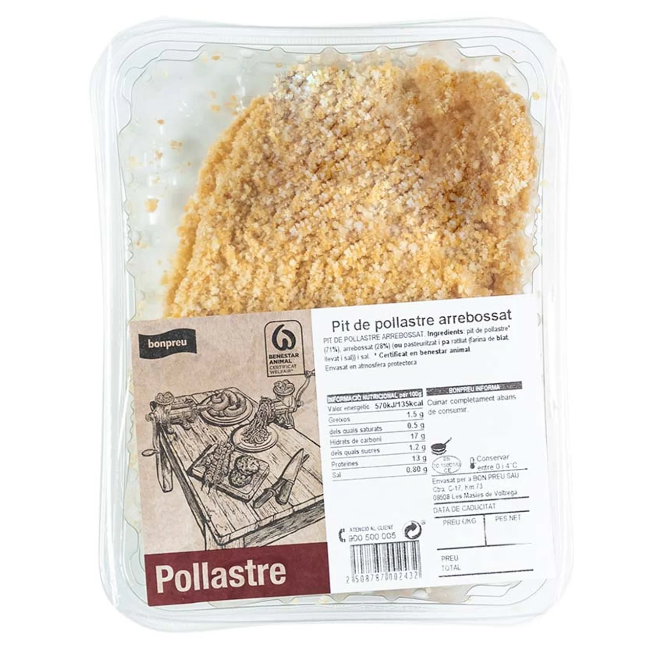 BONPREU Pechuga de pollo rebozado