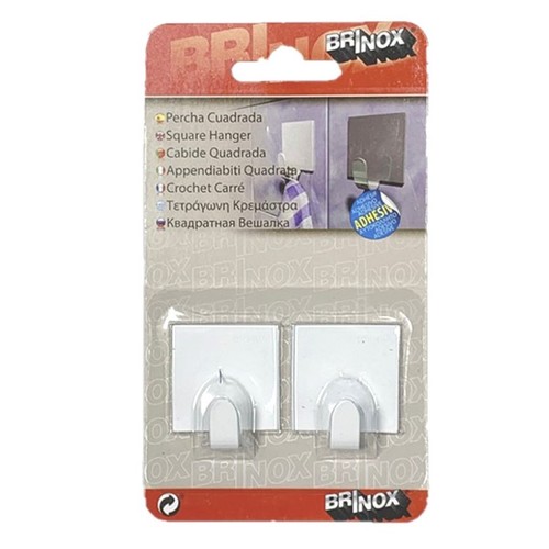 BRINOX Penjador mitjà adhesiu d'acer inoxidable lacat blanc