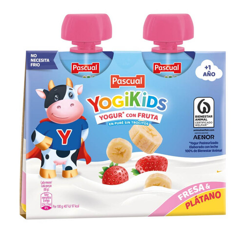YOGIKIDS Iogurt líquid de maduixa i plàtan