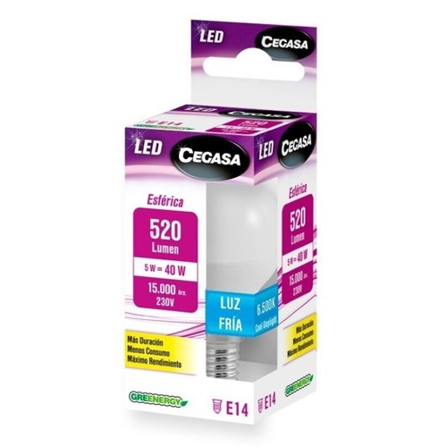 CEGASA Bombeta Led E14 llum freda 5W-6.500K