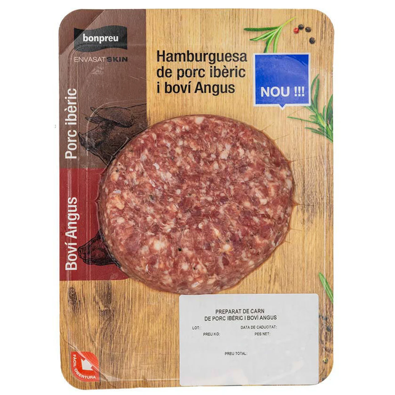 BONPREU Hamburguesa black angus y cerdo ibérico
