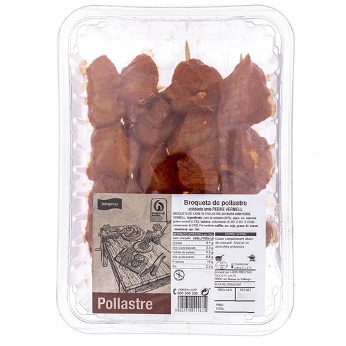 BONPREU Broqueta de pollastre adobada amb pebre vermell