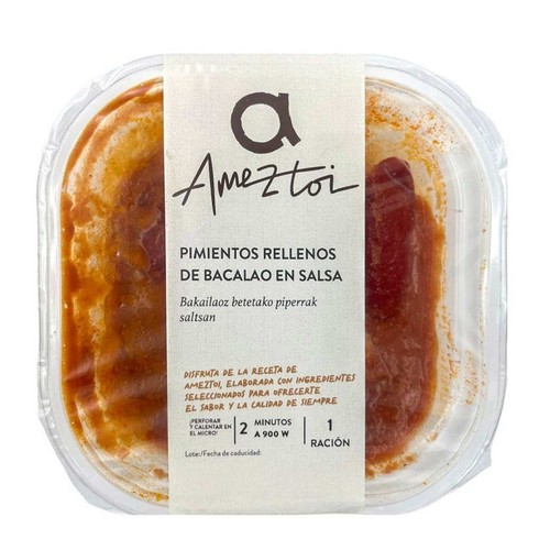 AMEZTOI Pebrot farcit de bacallà amb salsa