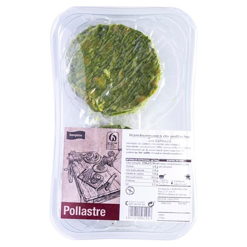 BONPREU Hamburguesa de pollastre amb espinacs
