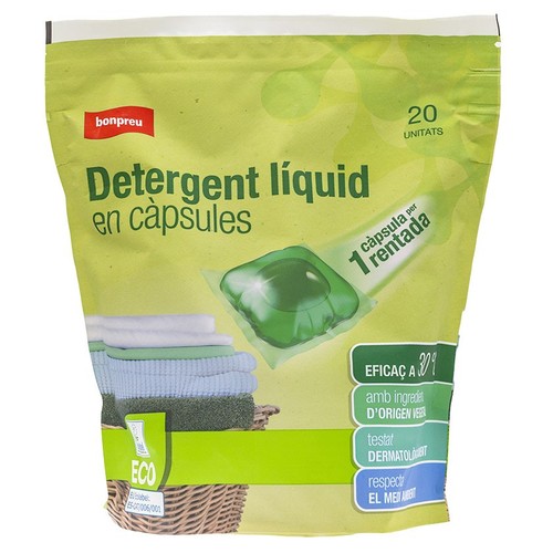 BONPREU Detergent líquid en càpsules ecològic de 20 dosis