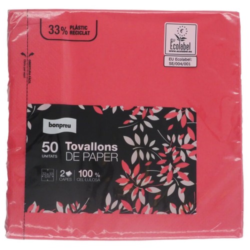 BONPREU Tovallons de paper color 33x33 cm