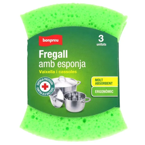 BONPREU Estropajo con esponja para baño