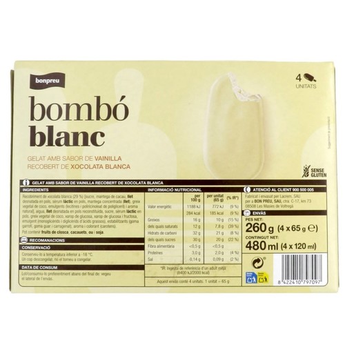BONPREU Gelat bombó de xocolata blanca