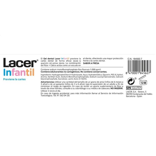 LACER INFANTIL Gel dental Infantil gust a maduixa