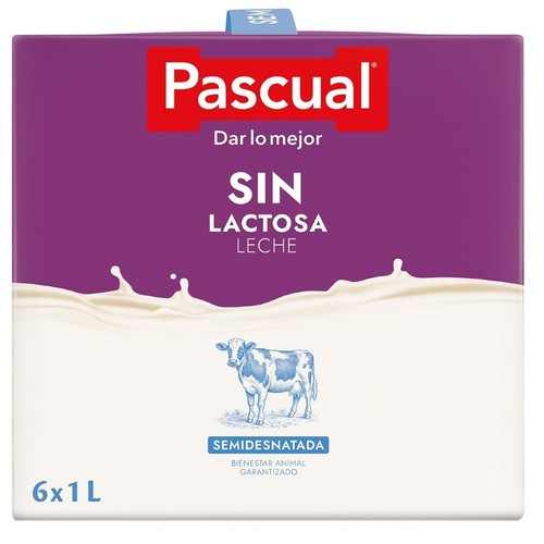 PASCUAL Llet semidesnatada sense lactosa 6x1L en cartró