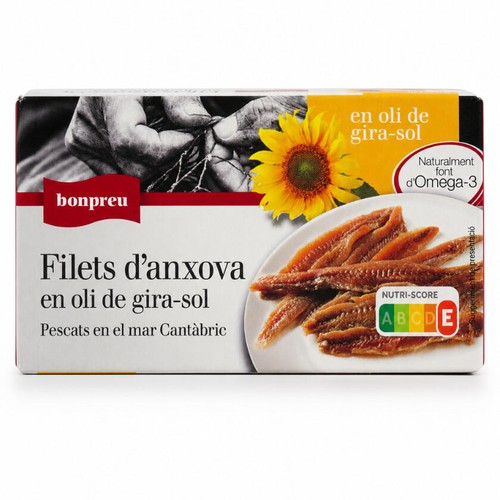 BONPREU Filets d'anxova pescats en el mar Cantàbric